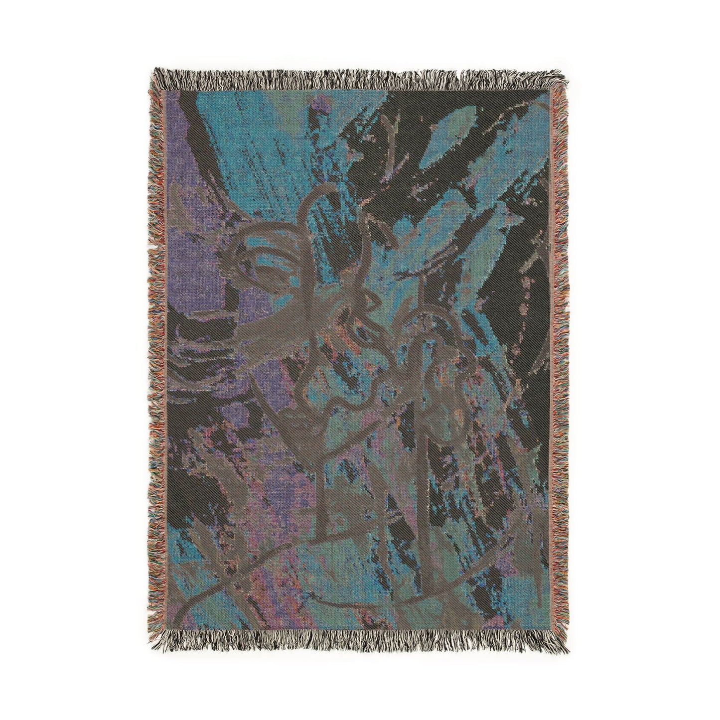 Abstract Art Woven Throw Blanket – Colorful Modern Boho Home Décor for Living Room, Bedroom & Sofa